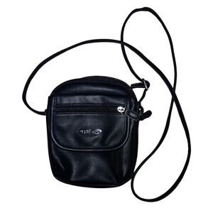 MultiSac Everest Black Pocketed Adjustable Faux Leather Crossbody Purse Pockets